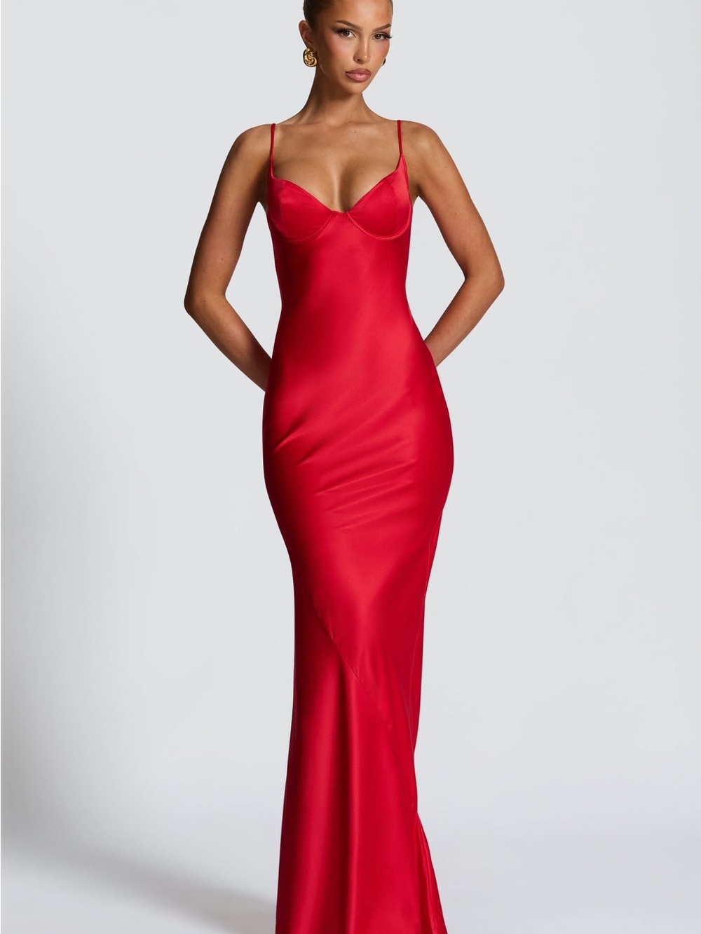 Babyboo Athena Red Satin Slip Gown with Spaghetti Straps Size Small